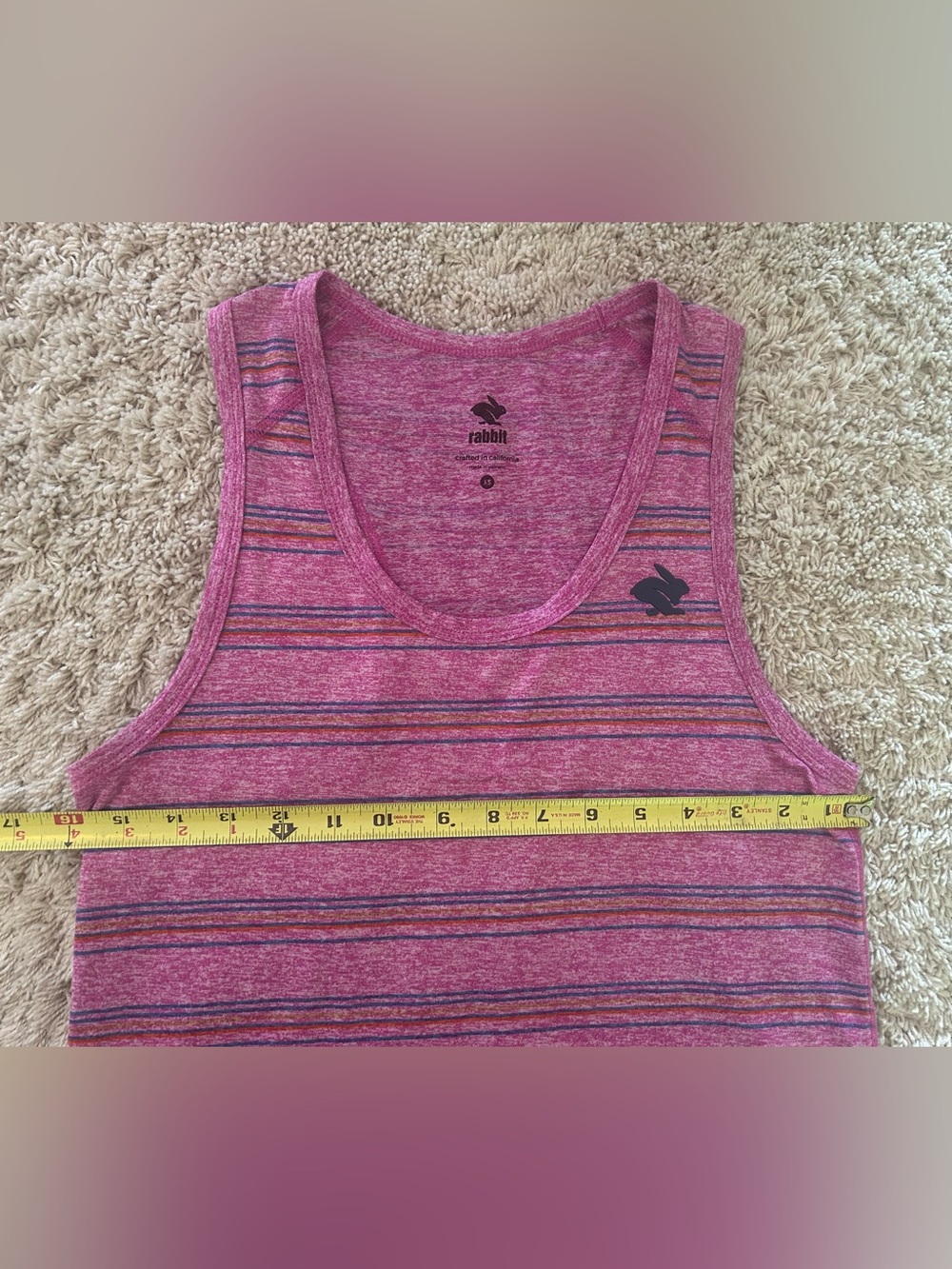 Rabbit EZ Cropped Tank, Pink Striped XS - Picture 8 of 8
